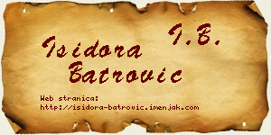 Isidora Batrović vizit kartica
